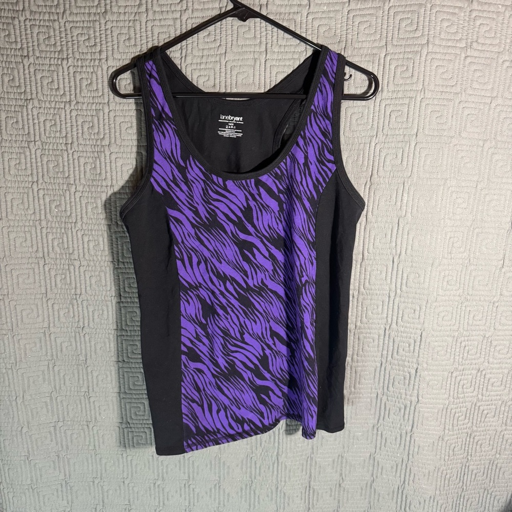 Lane Bryant Tank Women’s 18/20 Black Purple Zebra Print Active Wear